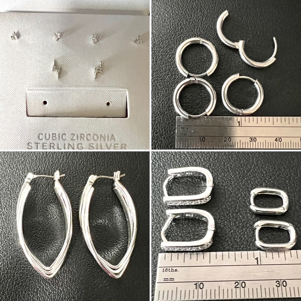Lot of genuine.925 Sterling Silver and Cubic Zirconia hoops and posts